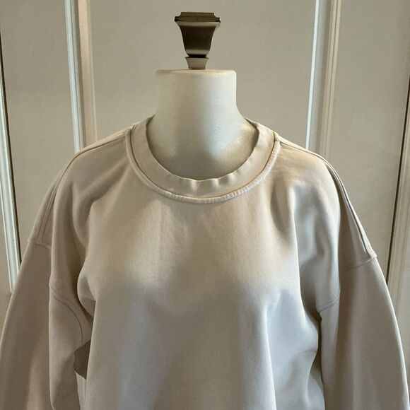 Lululemon Perfectly Oversized XL Crew Sweatshirt Womens White Cropped Jelly Logo - Picture 3 of 13